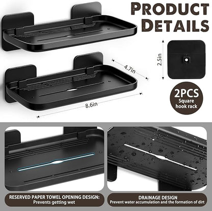2pc Wall Mounted Floating Shelf, Acrylic Display Ledges with Edge Design, Small Space-Saving Display & Organizer for Living Room, Bathroom, Gaming Room, Office (Black)