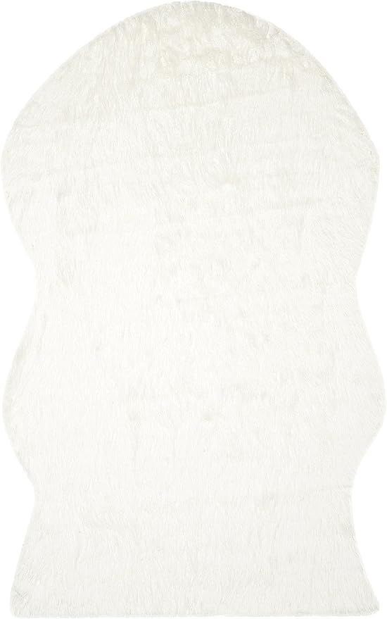 SAFAVIEH Faux Sheep Skin Collection 5' x 8' Ivory FSS117A Silken Glam 2.35-inch Thick Area Rug