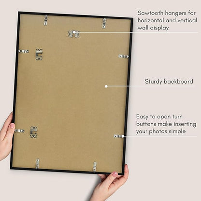 Americanflat 16x22 Picture Frame with Polished Plexiglass - Use as 12x18 Frame with Mat or Display 16x22 Photo Without Mat - Streamline Collection - Thin Border Picture Frames for Wall - Black