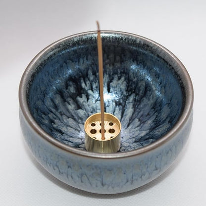 Ceramic Incense Burner Holder for Sticks, Handmade Incense Cone Holder for Coil, Sage Cones, Ash Catcher, Smudge Bowl for Yoga Meditation Room Décor