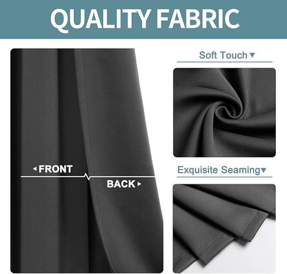 ChrisDowa Grommet Blackout Curtains for Bedroom and Living Room - 2 Panels Set Thermal Insulated Room Darkening Curtains (Dark Grey, 52W x 63L)