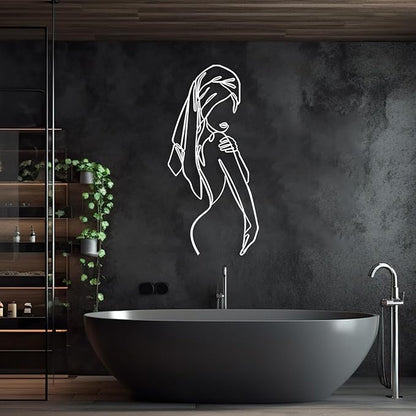 Aportif Metal Minimalist Wall Art Women, Female Body Decor, Women Bathroom Decor, Modern Home Decorations, Abstract Iron, Metal Line Artwork, Funny Bathroom Wall Art (Gold, 53x25 in / 135x64 cm)