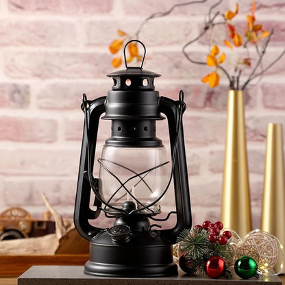 Honoson 4 Pieces Oil Lamp Hurricane Lamp Kerosene Lantern for Indoor Outdoors Decorative Hanging Oil Lantern with Wick for Hiking Emergency Camping Party Decoration(Black,8 Inch)