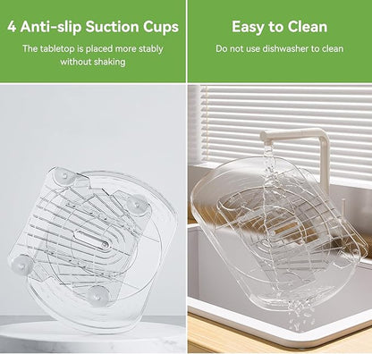 Voova Lazy Susan Turntable Organizer for Refrigerator, 360° Rotating Fridge Organizers and Storage,Rectangle Condiment Organizer Rack for Fridge,Cabinet, Kitchen, Pantry, Countertop, Clear (2 Pack)