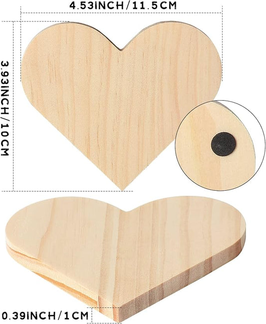 12 Pieces Unfinished Wood Coasters, GOH DODD 4 Inch Wooden Blanks with Non-Slip Pads for Laser Engraving Wood Burning Staining Painting Decoupage Housewarming Gifts Wedding Crafts Education, Heart