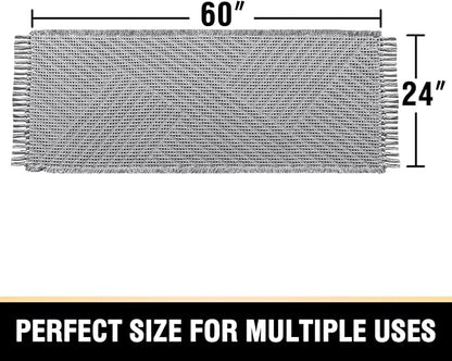 H.VERSAILTEX Waffle Bath Runner Rug Long Bath Mat Super Absorbent Boho Bath Rugs Non Slip Bath Runner for Bathroom Floor Machine Washable Dry Fast Bathroom Rugs with Tassels, 24" x 60", Dove