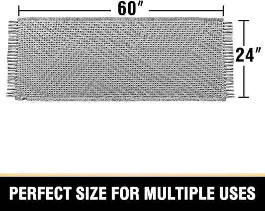 H.VERSAILTEX Waffle Bath Runner Rug Long Bath Mat Super Absorbent Boho Bath Rugs Non Slip Bath Runner for Bathroom Floor Machine Washable Dry Fast Bathroom Rugs with Tassels, 24" x 60", Dove