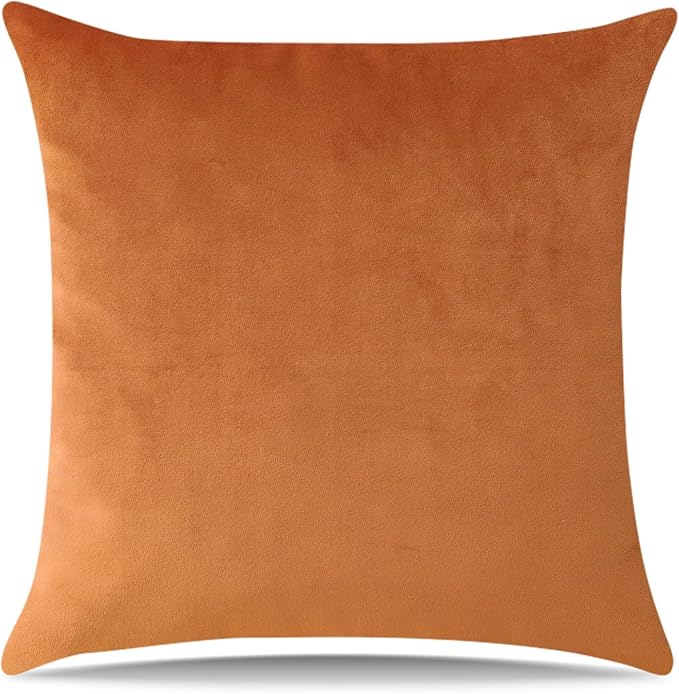 Artscope Luxury Velvet Pillow Covers Super Soft Decorative Square Throw Pillow Covers Case Cushion Covers for Sofa Couch Bedroom Car Decor 18x18 Inch Orange