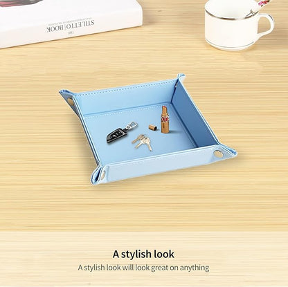YAPISHI Key Dish Bowl for Men, Entryway Catchall Holder Bedside Table Valet Tray for Pocket Stuff, PU Leather Nightstand Organizer for Dice/Coins/Wallet/Watch/Rings/Sunglasses, Dresser/Coffee Table