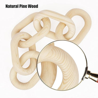 HMASYO Wood Chain Link Decor, 5-Link Wooden Decorative Chain Home Decor Accents, Coffee Table Decor, Shelf Decor Aesthetic, Bookshelf Table Decorative Objects for Living Room, Housewarming Gifts