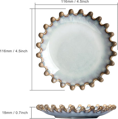 Ceramic Jewelry Dish, Decorative Tray for Rings Earrings Necklaces Bracelet Watch Keys, 4.50" Trinket Tray as Gifts for Women (Reactive Beads)