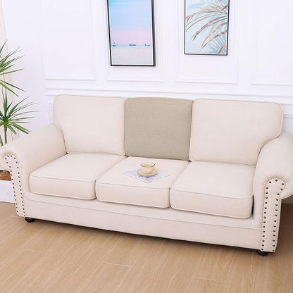 hyha Waterproof Couch Cushion Covers for Pets, Non Slip Sofa Seat Cover for Dogs Washable, Soft Thick Stretch Jacquard Fabric, Sofa Slipcovers with Elastic Bottom (1 Piece for Backrest L, Taupe)