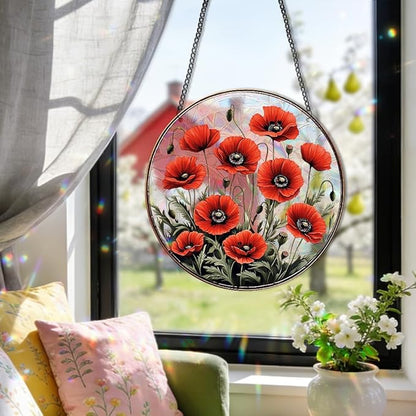 8 Inch Acrylic Window Hanging, Forget Me Not Flower Stained Glass Suncatcher, Window Decor, Plant Lover Gift for Women, Best Friend, Family, Colleague, Classmate (233)