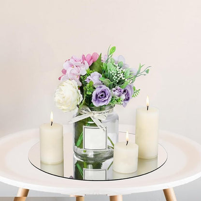 Suwimut Set of 12 Round Mirrors for Centerpieces, 12 Inch Glass Mirrors Candle Plate Circle Mirror Trays Large Glass Mirror Tiles for Table Centerpieces, Wedding, Party Decorations, Crafts, Wall Decor