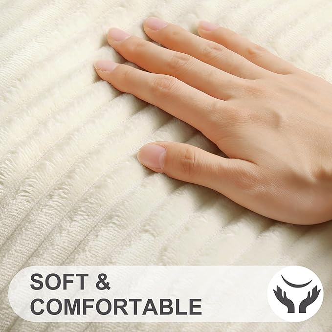 Simmore Decorative Spring Throw Pillow Covers 18x18 Set of 2, Soft Natural Plush Flannel Double-Sided Fluffy Couch Pillow Covers for Sofa Living Room, Beige
