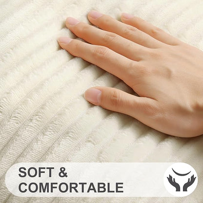 Simmore Decorative Spring Euro Sham Throw Pillow Covers 26x26 Set of 2, Soft Natural Plush Flannel Double-Sided Fluffy Couch Pillow Covers for Sofa Living Room, Beige