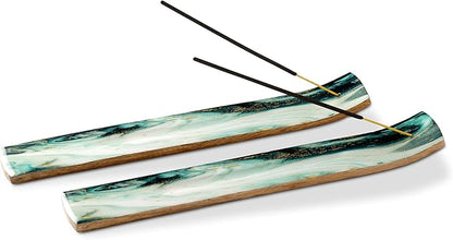 Folkulture Set of 2 Incense Holder or Incense Burner for Insence Sticks, Ash Catcher or Insence Burner Holder, Wooden Insense Stick Holders, Inscent Tray for Home Decor, Mango Wood