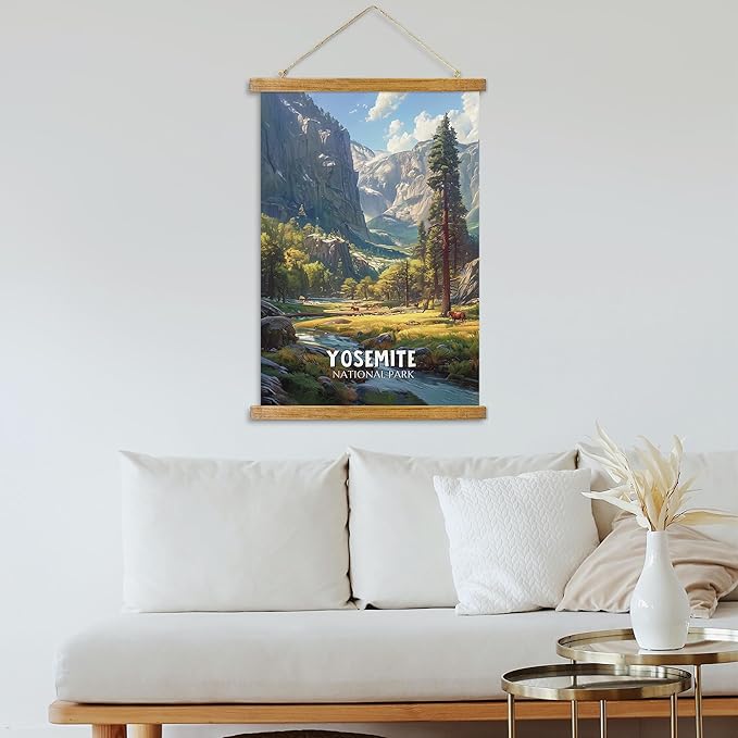 ABoby Vintage Yosemite National Park Posters - Travel Posters Wall Art for Home, Office - Retro Style Wall Decor with Wood Frames - Ready to Hang