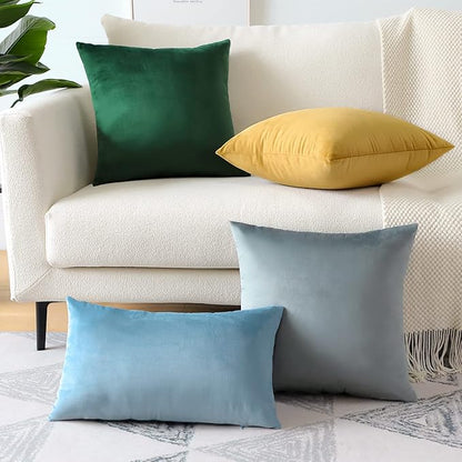 Artscope Luxury Velvet Pillow Covers Super Soft Decorative Square Throw Pillow Covers Case Cushion Covers for Sofa Couch Bedroom Car Decor 26x26 Inch Army Green