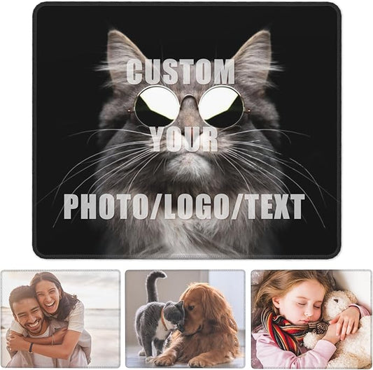 Custom Mouse Pad, Personalized Mouse Pad with Your Photo Text Logo, Customized Non-Slip Mousepad for Home Office and Computer Gaming Desk