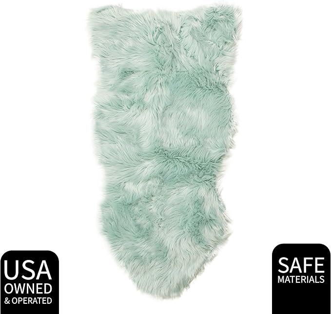 Super Area Rugs Ultra Soft & Fluffy Faux Sheepskin Rug, Teal 2 x 4 Feet Sheepskin Carpet for Bedroom Living Room