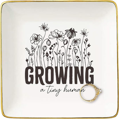 NZY Baby Gender Reveal Gift-Pregnancy Announcement Gift-New Mom Present-Pregnant Mother Present,Mama to Be,Expectant Mom -Baby Coming Soon-Jewelry Tray Trinket Holder Ring Dish-Growing a Tiny Human