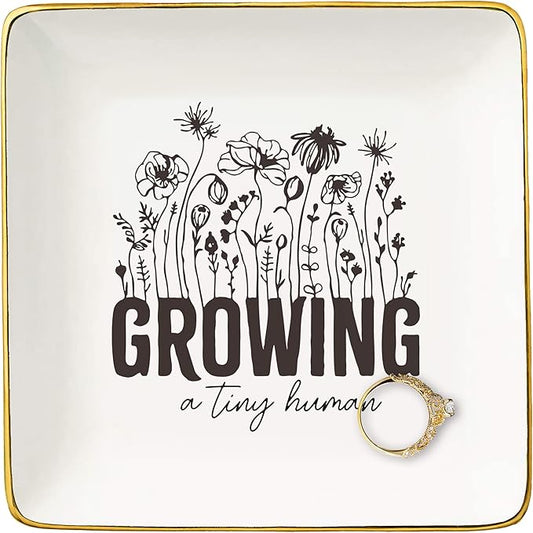 NZY Baby Gender Reveal Gift-Pregnancy Announcement Gift-New Mom Present-Pregnant Mother Present,Mama to Be,Expectant Mom -Baby Coming Soon-Jewelry Tray Trinket Holder Ring Dish-Growing a Tiny Human