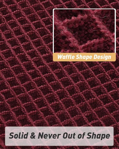 Upgraded Christmas Waffle Bath Mat, Super Absorbent Non Slip Bath Mats for Bathroom Floor, Machine Washable Bathroom Rugs with Tassels, Rubber Backed Bathroom Mats, Ultra Soft, 18" x 30", Burgundy