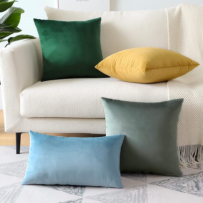 Artscope Luxury Velvet Pillow Covers Super Soft Decorative Square Throw Pillow Covers Case Cushion Covers for Sofa Couch Bedroom Car Decor 16x16 Inch Dark Grey