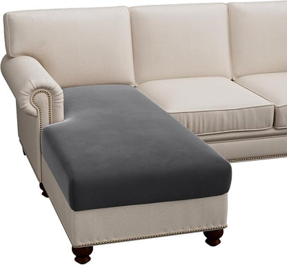 H.VERSAILTEX Super Stretch Individual Chaise Cover Sectional Couch Covers for L Shaped Sofa Both Left/Right Featuring Thick Soft Fleece Fabric (Chaise Cover, Grey)