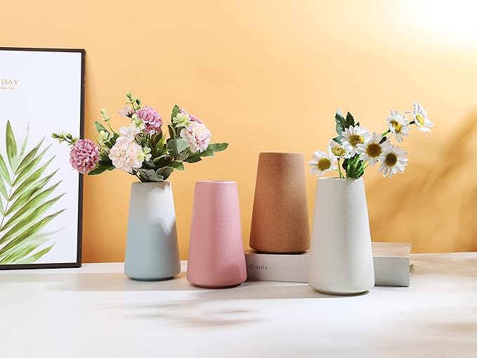Ceramic Vases, Blue White vase for Home Decor, Minimalist Vase, Modern Home Decor, Dried Flower Vase, Shelf Decor Bathroom, Kitchen, Living Room Centerpieces. (White Cyan)