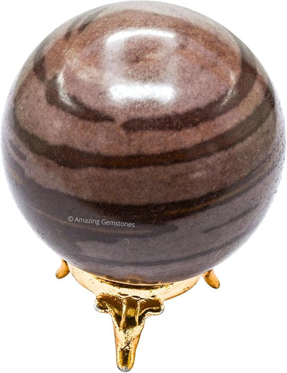 Amazing Gemstone Narmada Stone Crystal Ball with Stand - 2.5" Inches Large Crystal Sphere Meditation Balls for Witchcraft and Decorative Balls