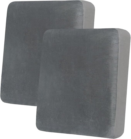 hyha Velvet Couch Cushion Covers, Soft Sofa Seat Covers for sectional 2 Cushion Couch Washable, Magic Sofa Slipcover with Elastic Bottom, Non-Slip Furniture Protector for Pets, Kid(2PC, Grey)