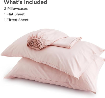 Bedsure Full Size Bed Sheets, Cooling Sheets, Rayon Derived from Bamboo, Breathable & Soft, Deep Pocket Up to 16 Inches, Hotel Luxury Silky Bedding for Hot Sleepers, Pink
