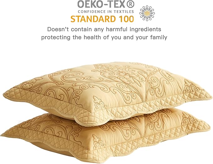 CHIXIN Microfiber King Pillow Shams Set of 2 - Decorative Quilted Pillow Covers - Lagoon - Size (20" x 36")