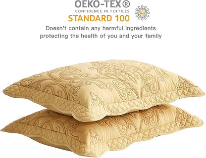 CHIXIN Microfiber Standard Pillow Shams Set of 2 - Decorative Quilted Pillow Covers - Lagoon - Size (20" x 26")