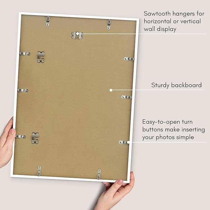 Americanflat 16x22 Picture Frame with Polished Plexiglass - Use as 12x18 Frame with Mat or Display 16x22 Photo Without Mat - Streamline Collection - Thin Border Picture Frames for Wall - White