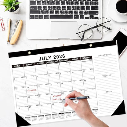 GuassLee Desk Calendar 2026-2027 - 18 Months Calendar 17" × 11.5" Desk Calendar from Jan. 2026 to Jun. 2027 with Julian Date, Monthly Goals, To-do List, Notes for Home School Office