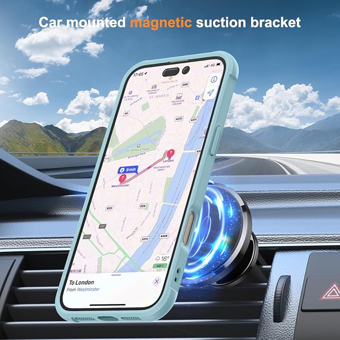 Compatible with iPhone 17 Case with Invisible Magnetic O-Ring Stand Military-Grade Translucent Phone Case for iPhone 17 6.3" [Compatible with Mag-Safe][Great Grip Feeling], Blue