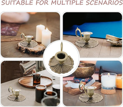 Healifty Candle Holder Candlestick Holder: Taper Candle Holders for Christmas Decor, Vintage Bronze Candlestick Holder with Handle, Candle Stand Chamberstick Handheld for Party Wedding Decor