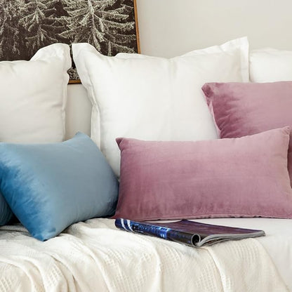 MIULEE Velvet Throw Pillow Covers 12x20 Inch, Pack of 2 - Light Blue, Soft Solid Lumbar Decorative Pillow Covers Modern Luxury Home Decor for Spring Couch Sofa Bedroom Livingroom