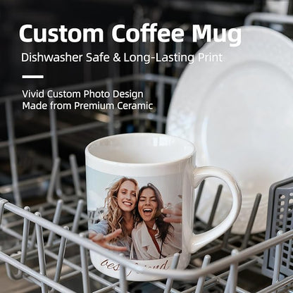 Custom Coffee Mug, Customizable Coffee Cups with Pictures Personalized Ceramic Mug for Gifts Novelty Personalized Mugs for Friends (Pink)