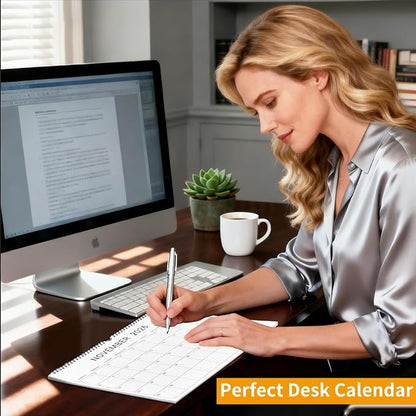 2026 Wall Calendar, 12 Month 14.8”x11.5” Year Monthly Organizer from January 2026-2027 Horizontal Blank Simple Spiral Bound Wire Hanging Calendar w/ Lines for Family, Home, Kitchen, Office White1