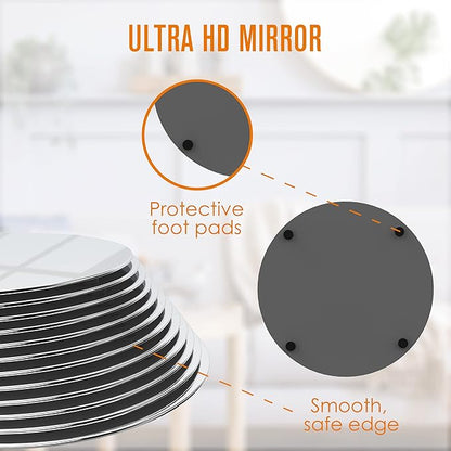 Houseables Mirror Centerpieces for Tables, Round Mirrors for Centerpieces, Mirrored Trays, Round Table Plate Tray, Circle, Glass Charger, Wedding, Center Piece, Small, Base, Candle, 12 Inch, 12 Pack