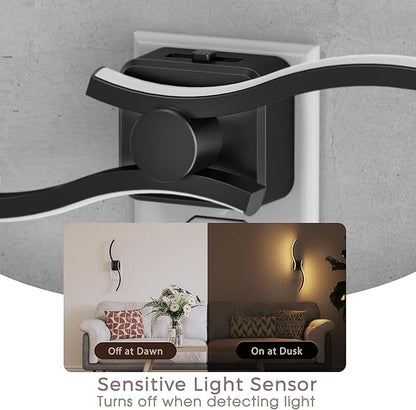 Briignite Night Lights Plug into Wall 2 Pack, Wall Sconce Night Light with Dusk to Dawn Sensor, Dimmable Night Light Plug in, 1W 3000K Soft White for Adults Kids Room Bedroom Bathroom Hallway Kitchen