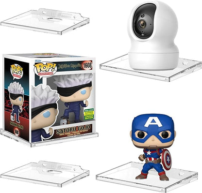 (4 Pack) Clear Floating Wall Shelf, Wall Floating Shelves for Funko Pop, Action Figures,Security Cameras, Baby Monitors, Speakers or any small accessories.Weight capacity is 3lb installed by screws.