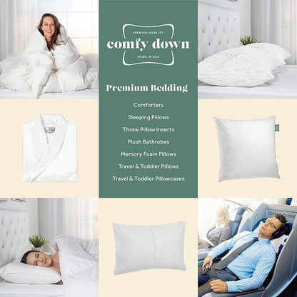 ComfyDown 22X22 Decorative Throw Pillow Insert, Down and Feathers Fill, 100% Cotton Cover 233 Thread Count, Square Pillow Insert - Made in USA (Single)