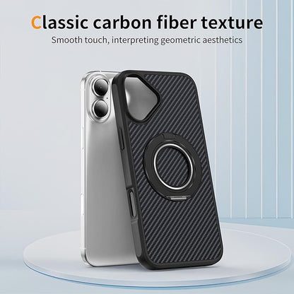 Mag-Stand Carbon Fiber Case for iPhone 17, 360° Rotate Magnetic Stand, Compatible with MagSafe, 15FT Military Protection, Slim Shockproof Magnetic Kickstand Mag Phone Case for Men Women Black