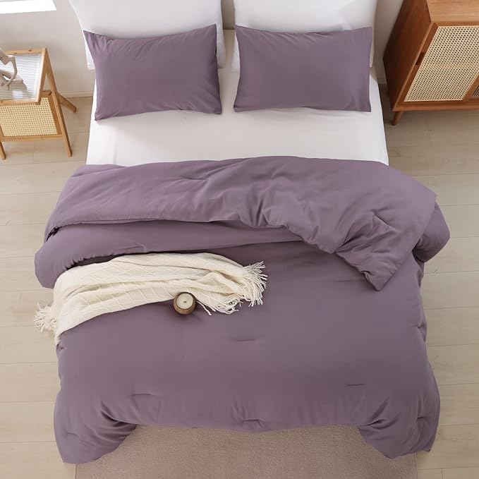 ROSGONIA Dusty Purple Twin/Twin XL Comforter Set for Boys Girls, 1 Comforter & 1 Pillowcase, Lightweight Kids Comforter Sets All Season Dorm Bedding