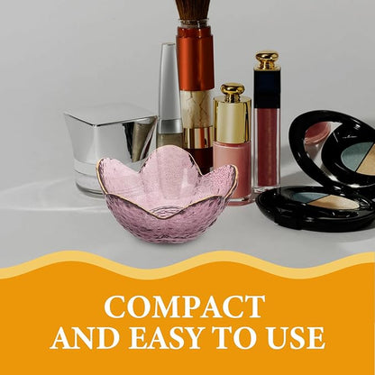 ABOOFAN Small Glass Jewelry Tray Flower-shaped Ring Holder Bowl for Women Portable Trinket Dish for Rings Earrings Keys Elegant Gift for Wife Mom Daughter Bedroom Decor
